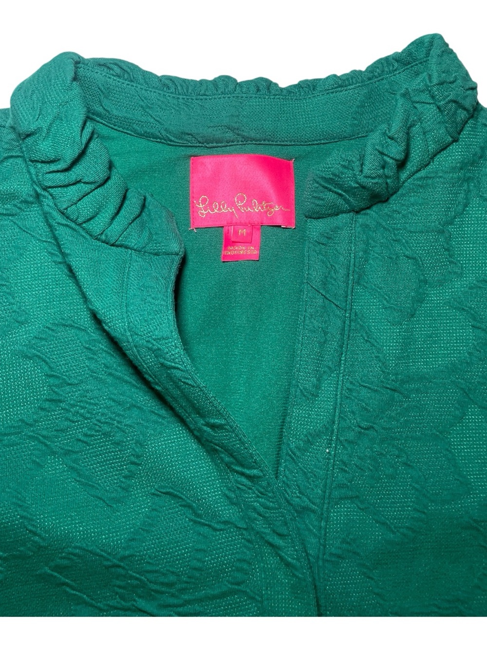 Lilly Pulitzer Elsey Elbow Sleeve Dress Evergreen Jacquard Size M - Picture 3 of 9